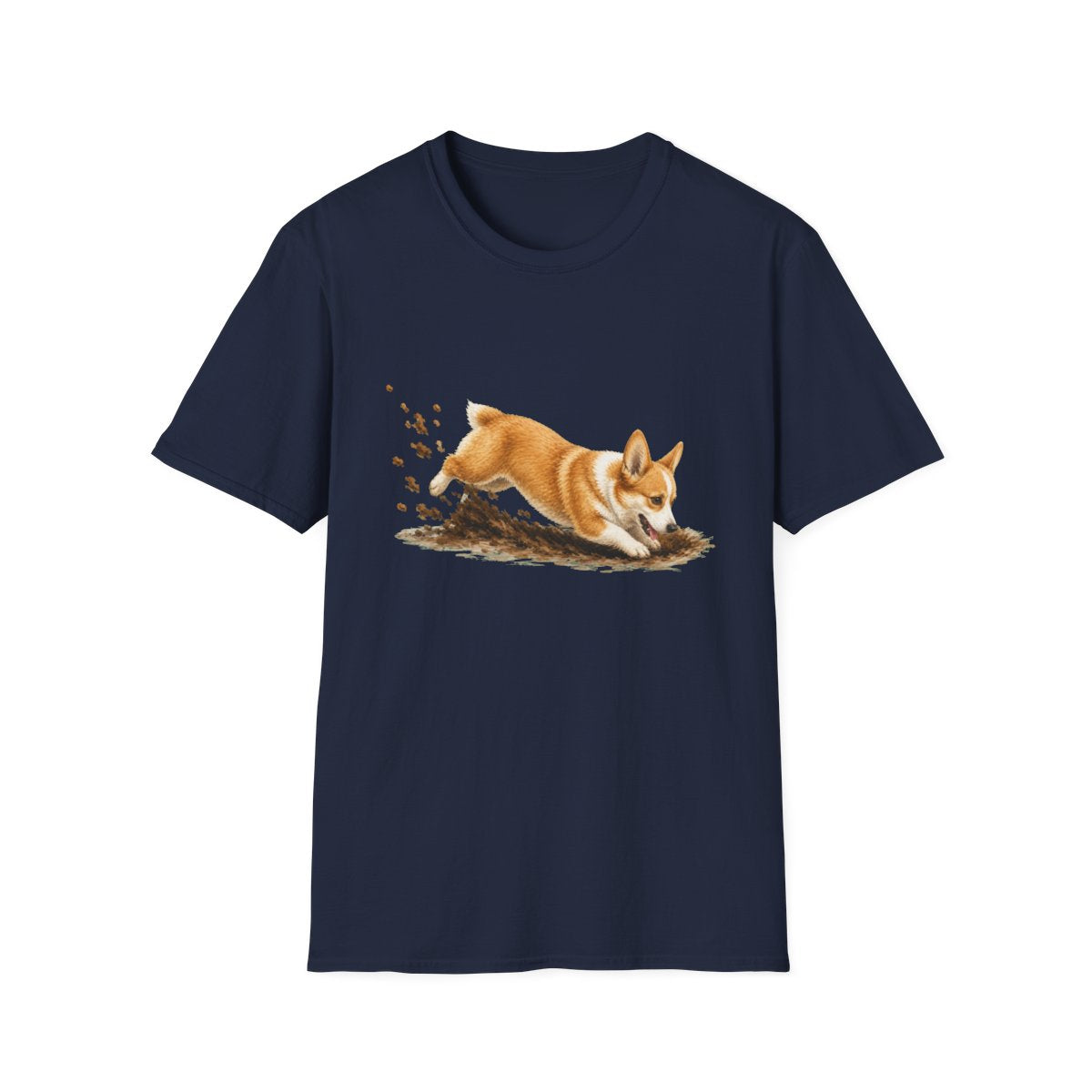 Corgi Excavating Mode On Tee - Navy