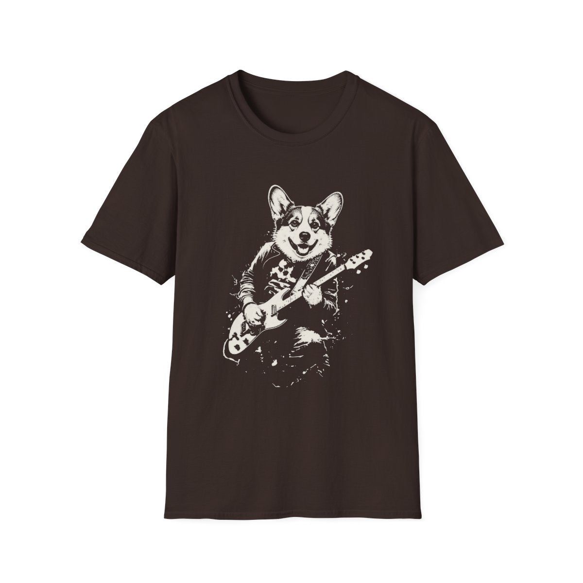 Corgi Rocking Guitar Tee - Dark Chocolate