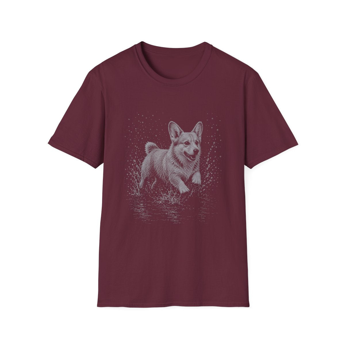 Corgi Water Run Tee - Maroon
