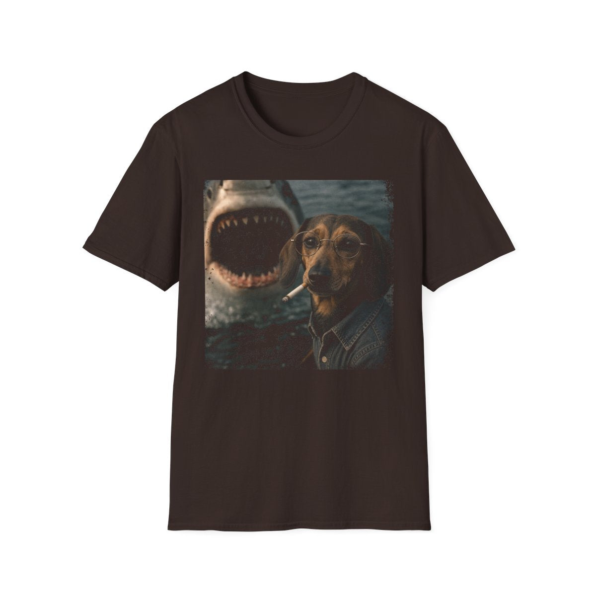 Dachshund and Shark Tee - Dark Chocolate