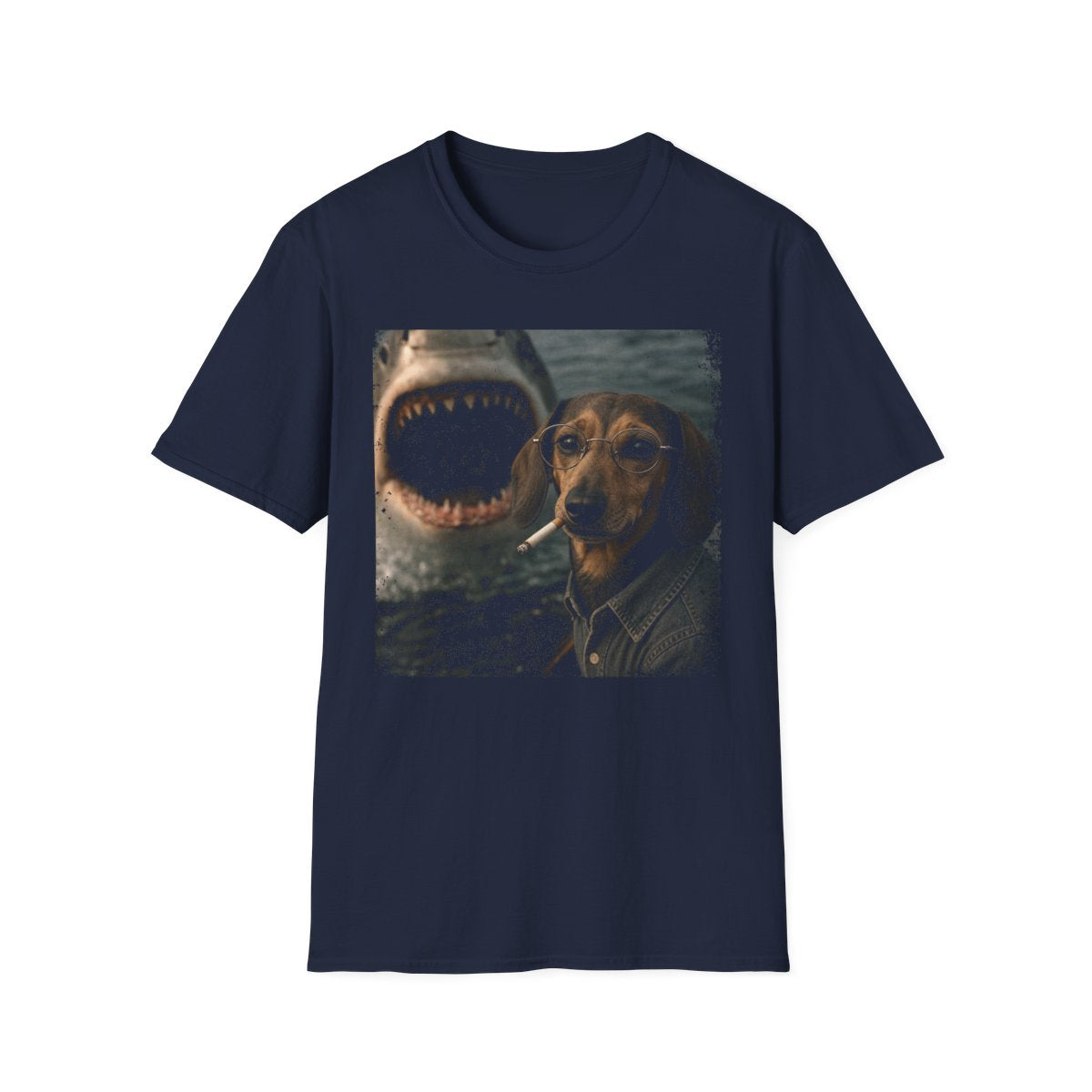 Dachshund and Shark Tee - Navy