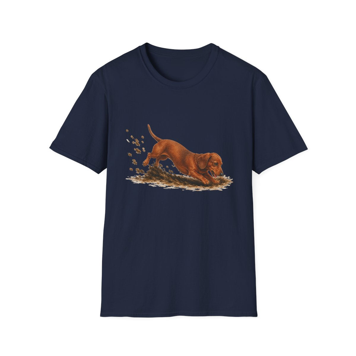 Dachshund Excavating Mode On Tee - Navy