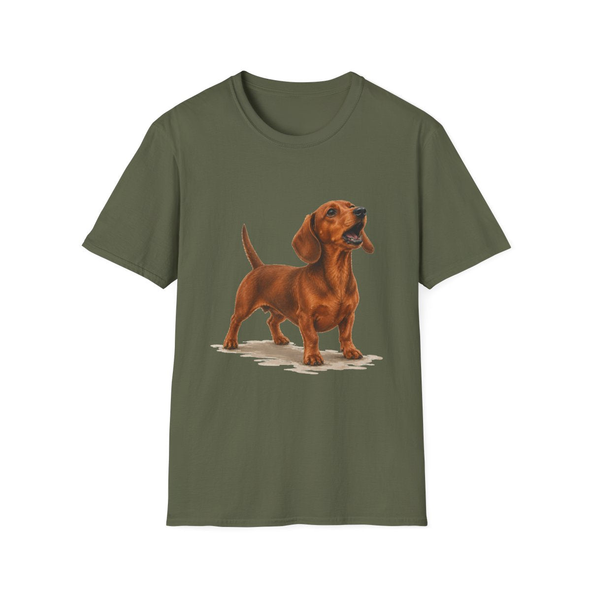 Dachshund Head Of Security Tee - Military Green