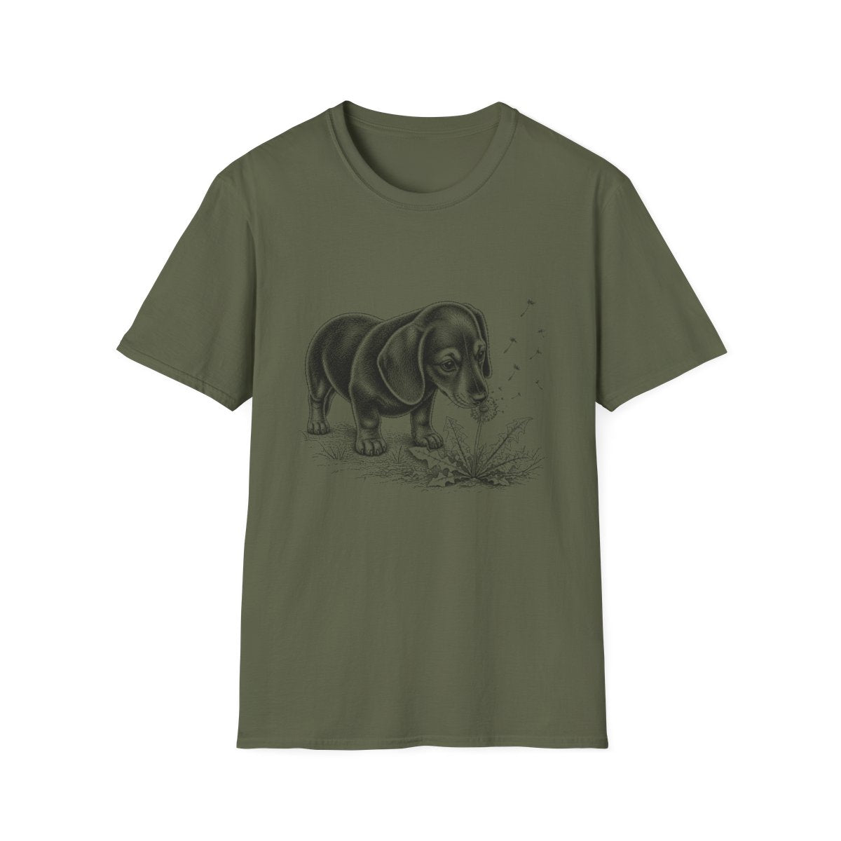 Dachshund Make A Wish Tee - Military Green