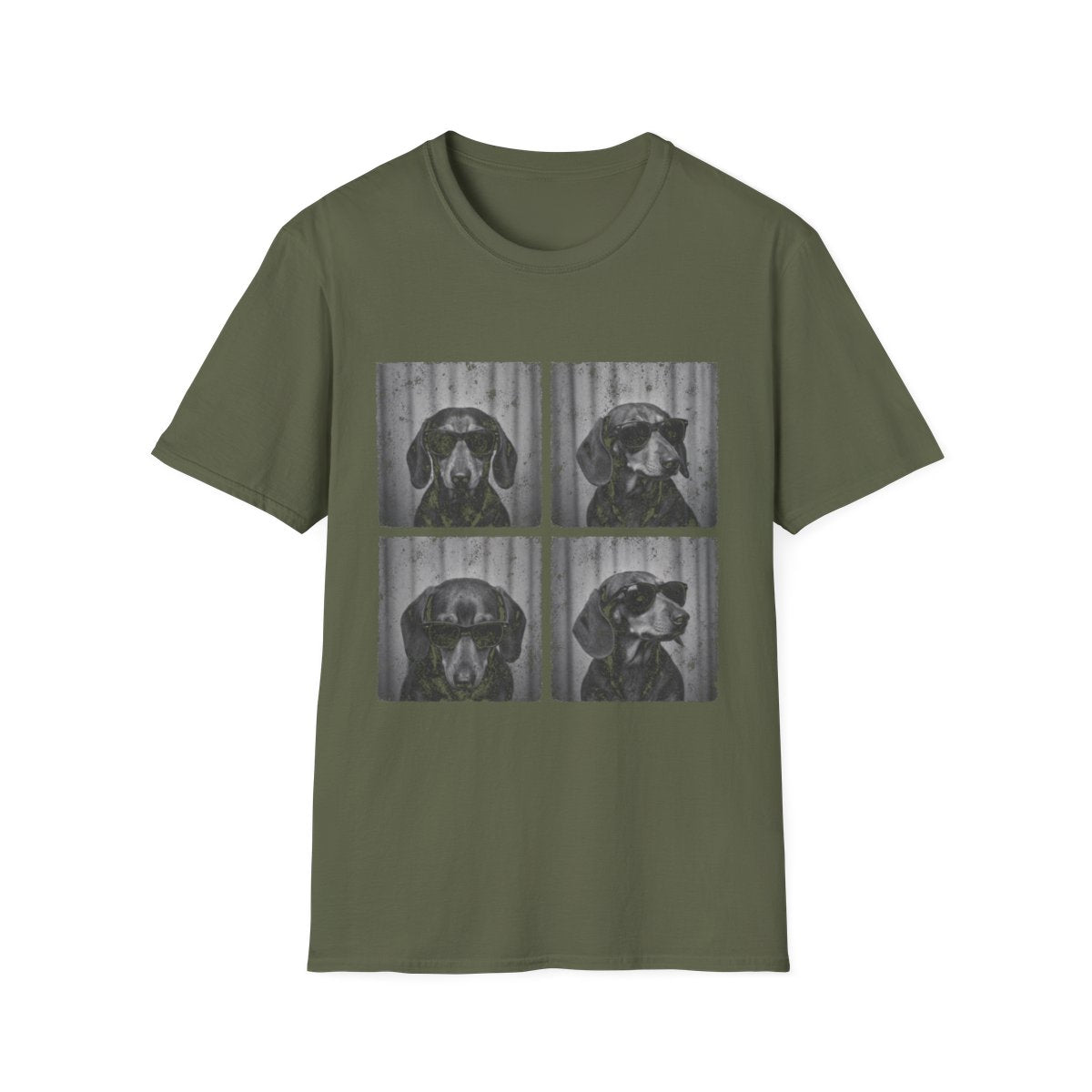 Dachshund Photo Booth Tee - Military Green