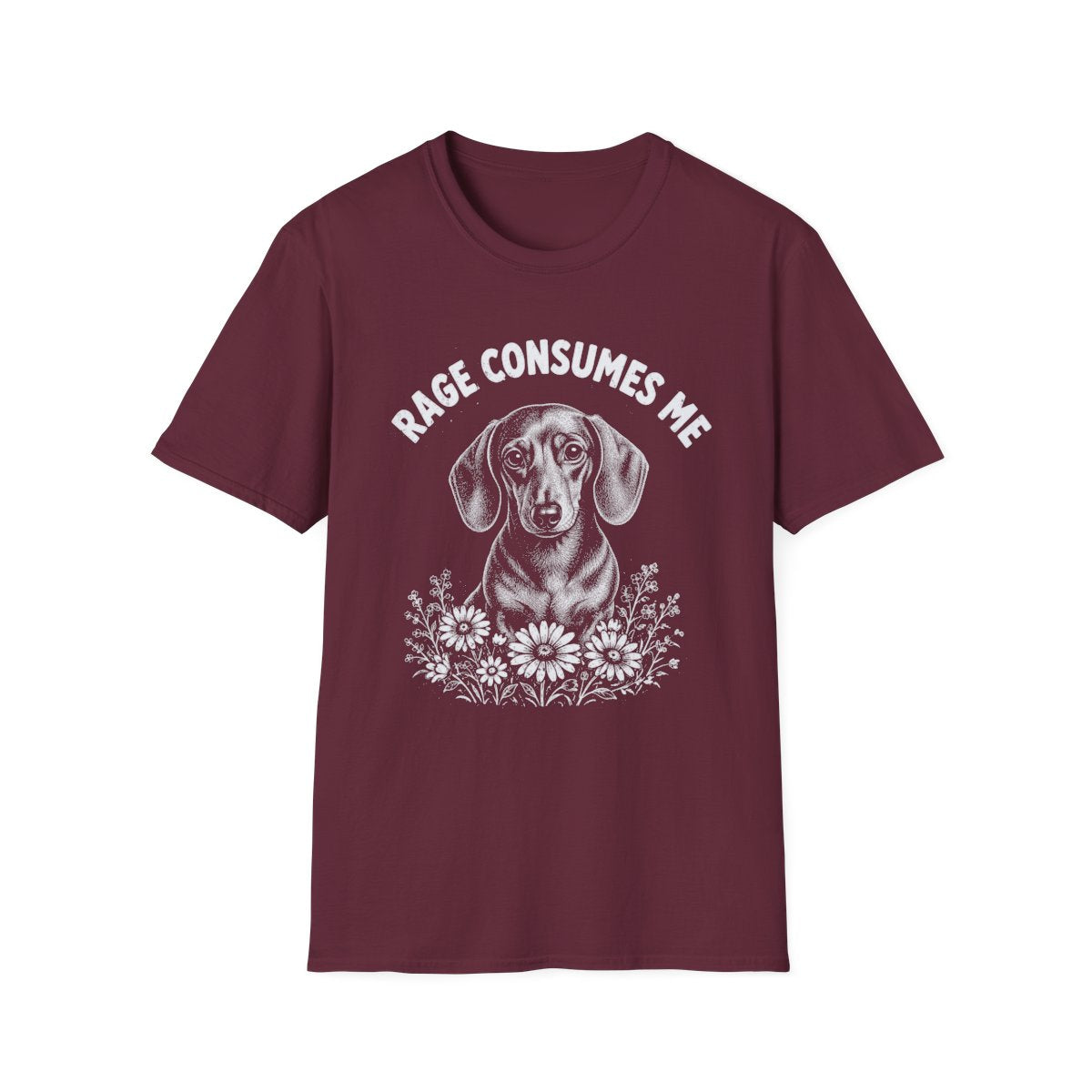 Dachshund Rage Consumes Me Tee - Maroon