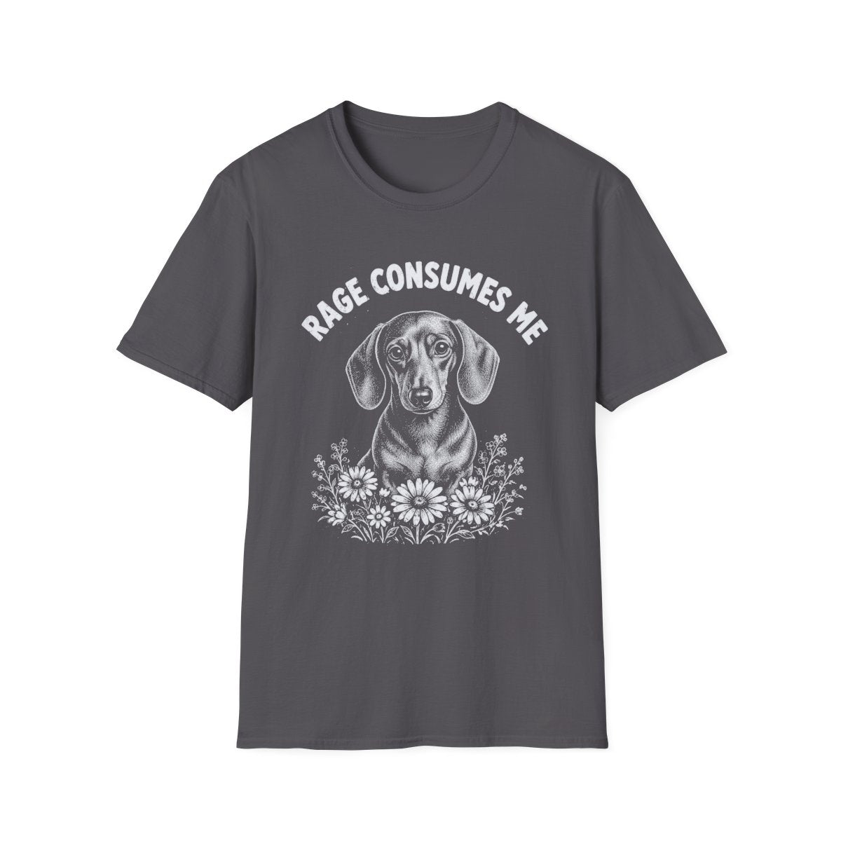 Dachshund Rage Consumes Me Tee - Charcoal