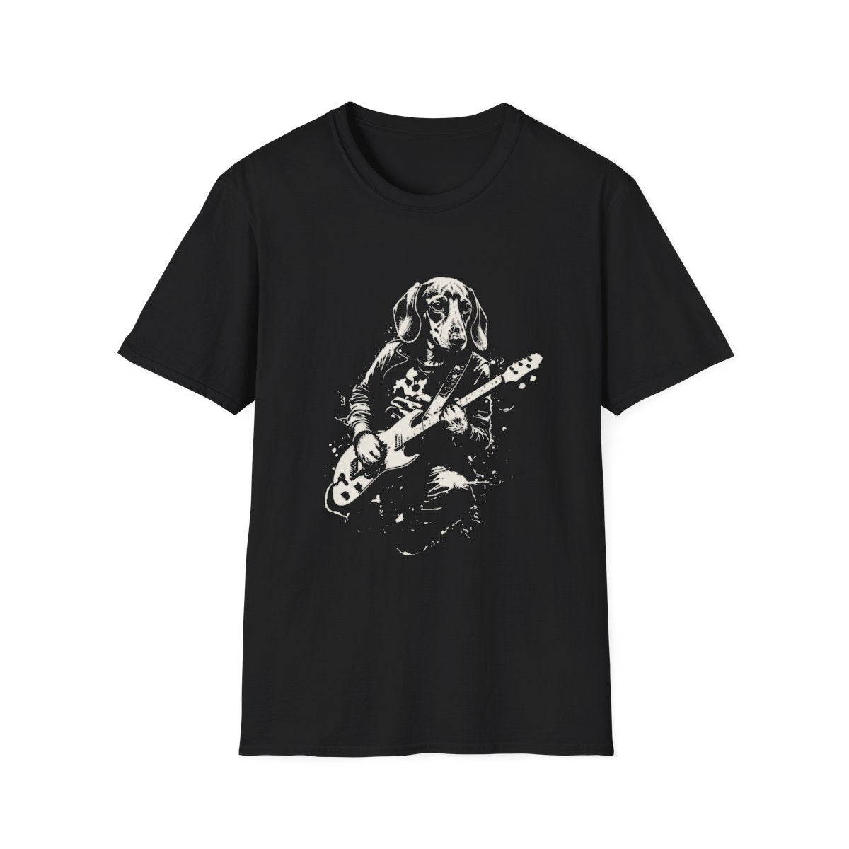 Dachshund Rocking Guitar Tee - Black