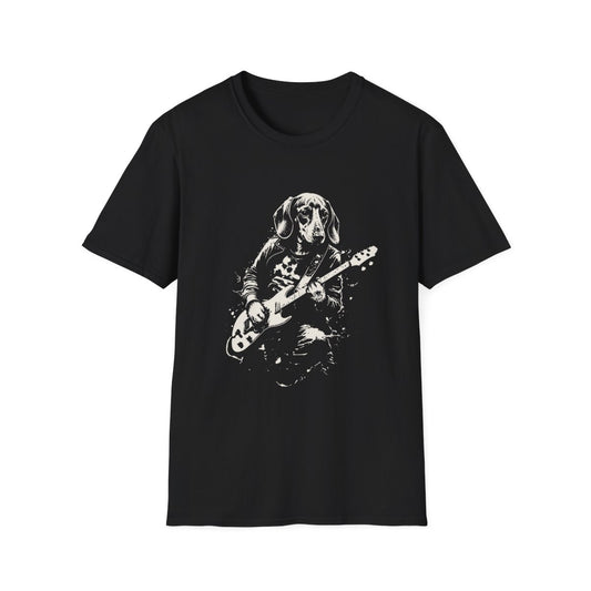 Dachshund Rocking Guitar Tee - Black