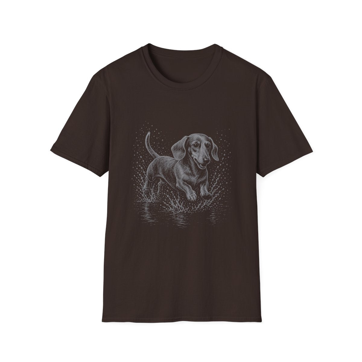 Dachshund Water Run Tee - Dark Chocolate