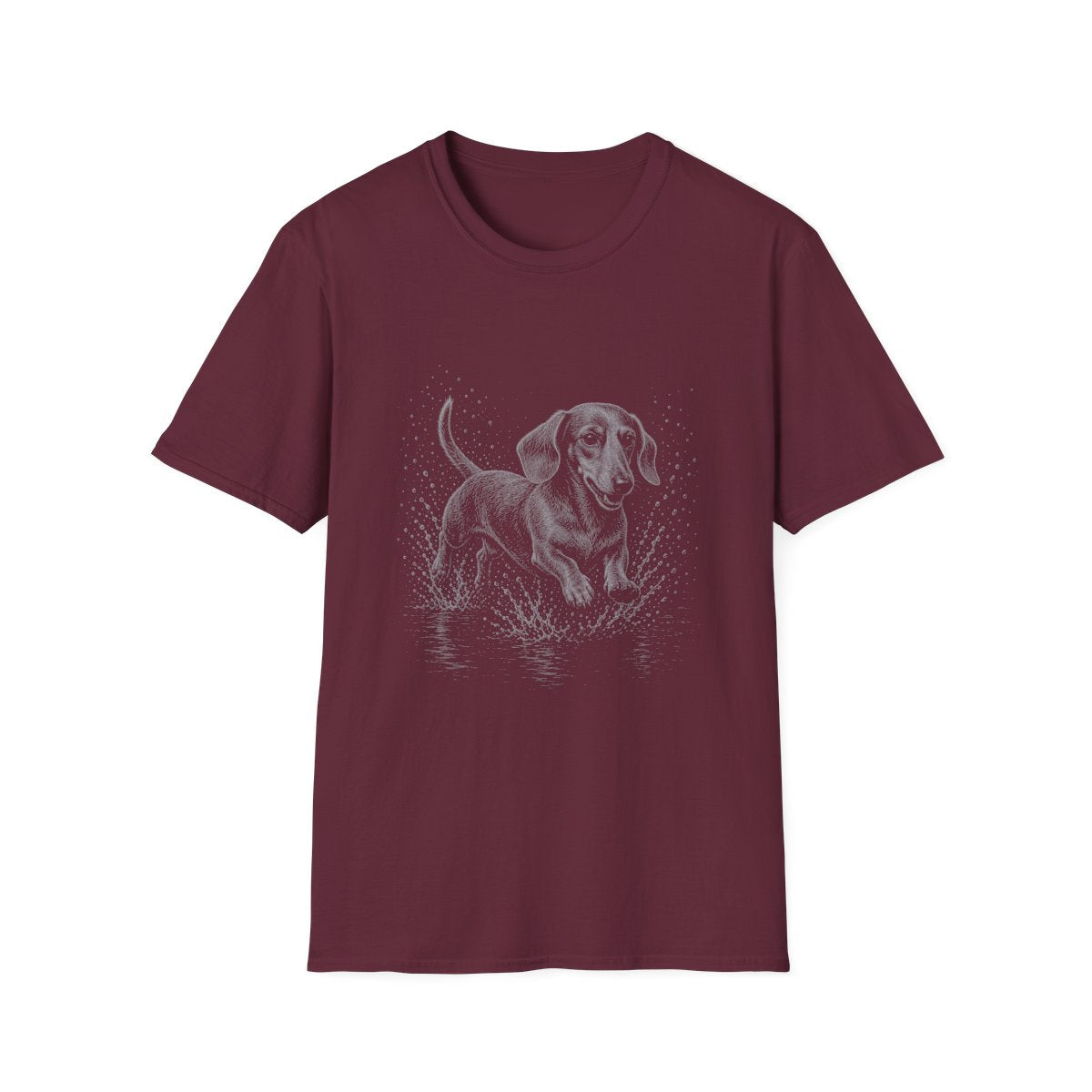 Dachshund Water Run Tee - Maroon