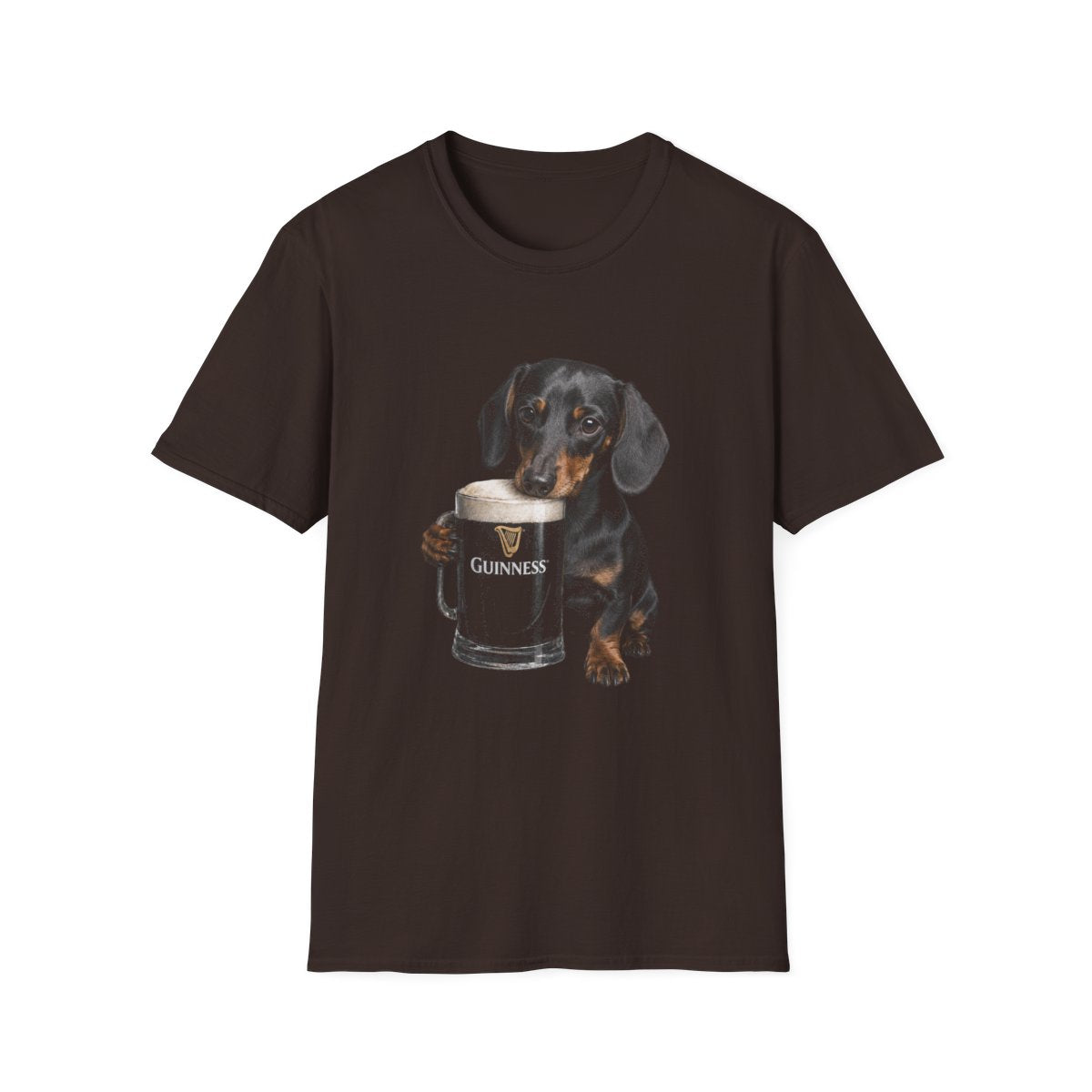 Dachshund With A Pint Tee - Dark Chocolate