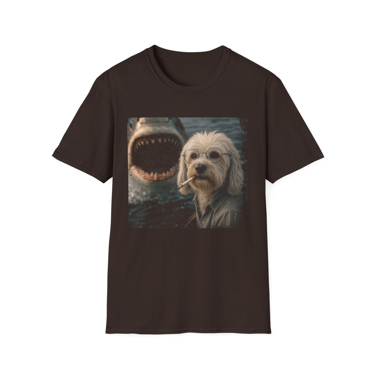 Dandie Dinmont Terrier and Shark Tee - Dark Chocolate