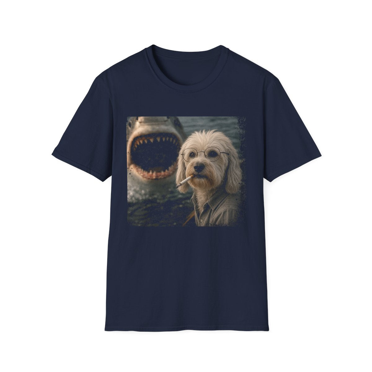 Dandie Dinmont Terrier and Shark Tee - Navy