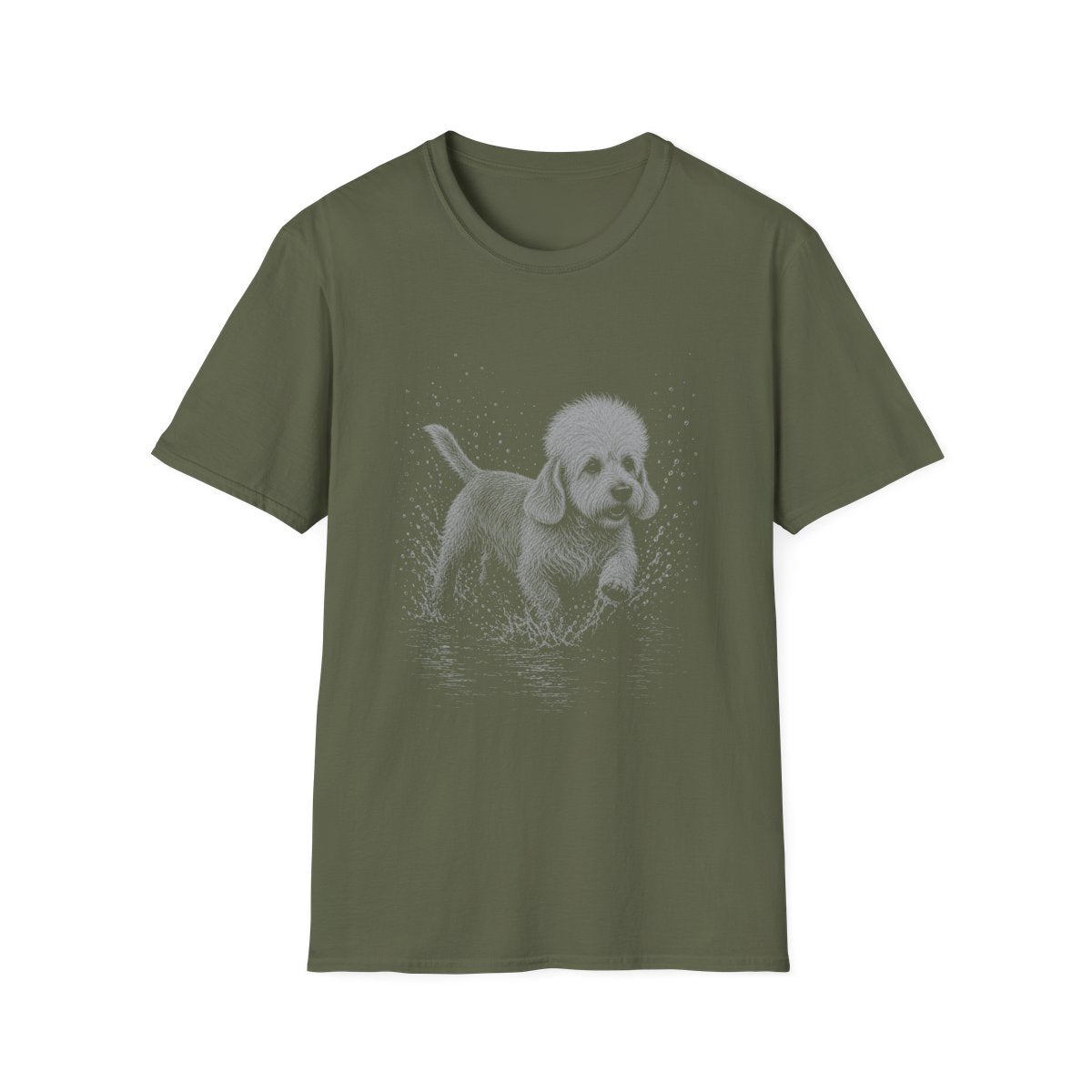 Dandie Dinmont Terrier Water Run Tee - Military Green