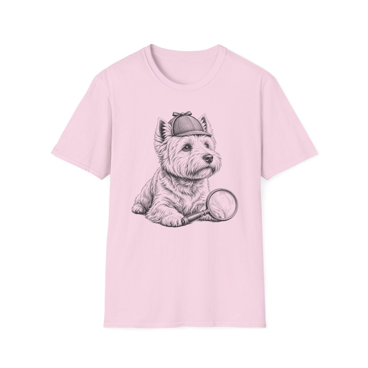 Detective Westie Tee - Light Pink