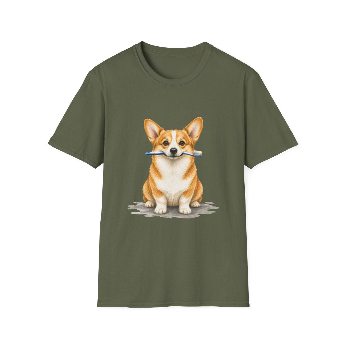 Did Someone Say Dentist Corgi Tee - Military Green