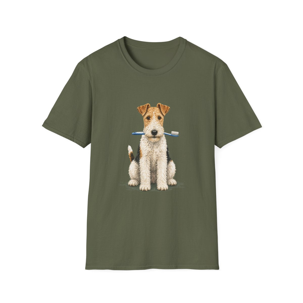 Dis Someone Say Dentist Wire Fox Terrier Tee - Military Green