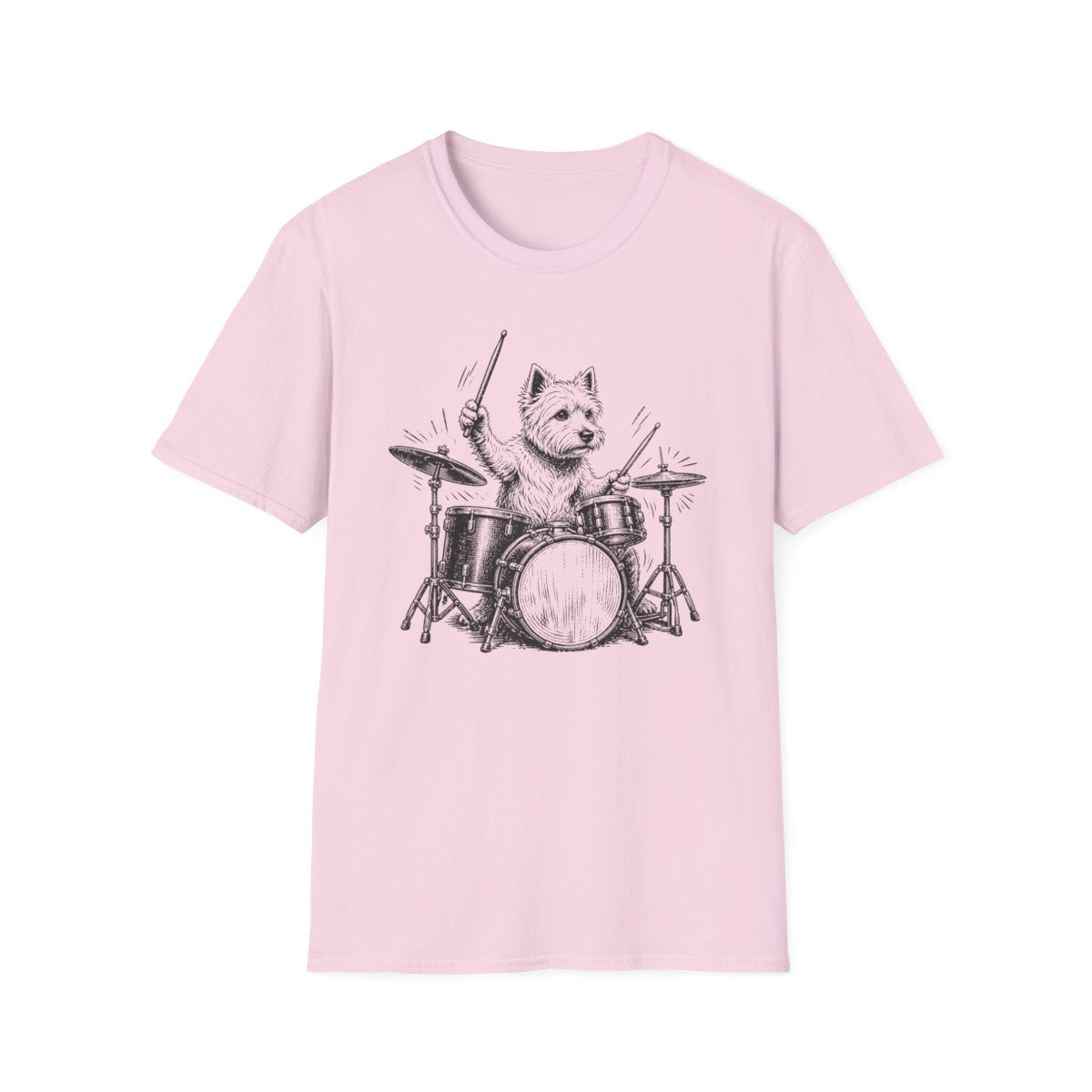 Drummer Westie Tee - Light Pink