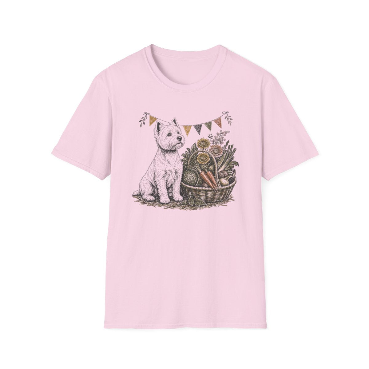 Farmers Market Westie Tee - Light Pink