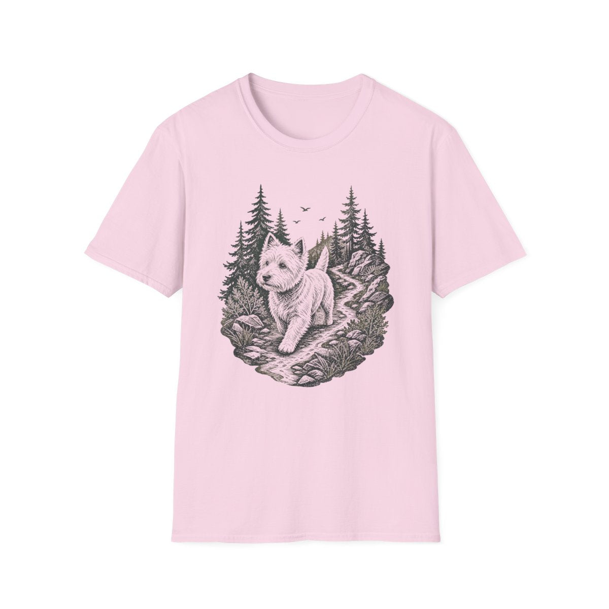 Forest Trail Westie Tee - Light Pink