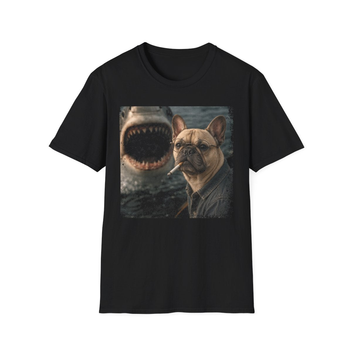 French Bulldog and Shark Tee - Black