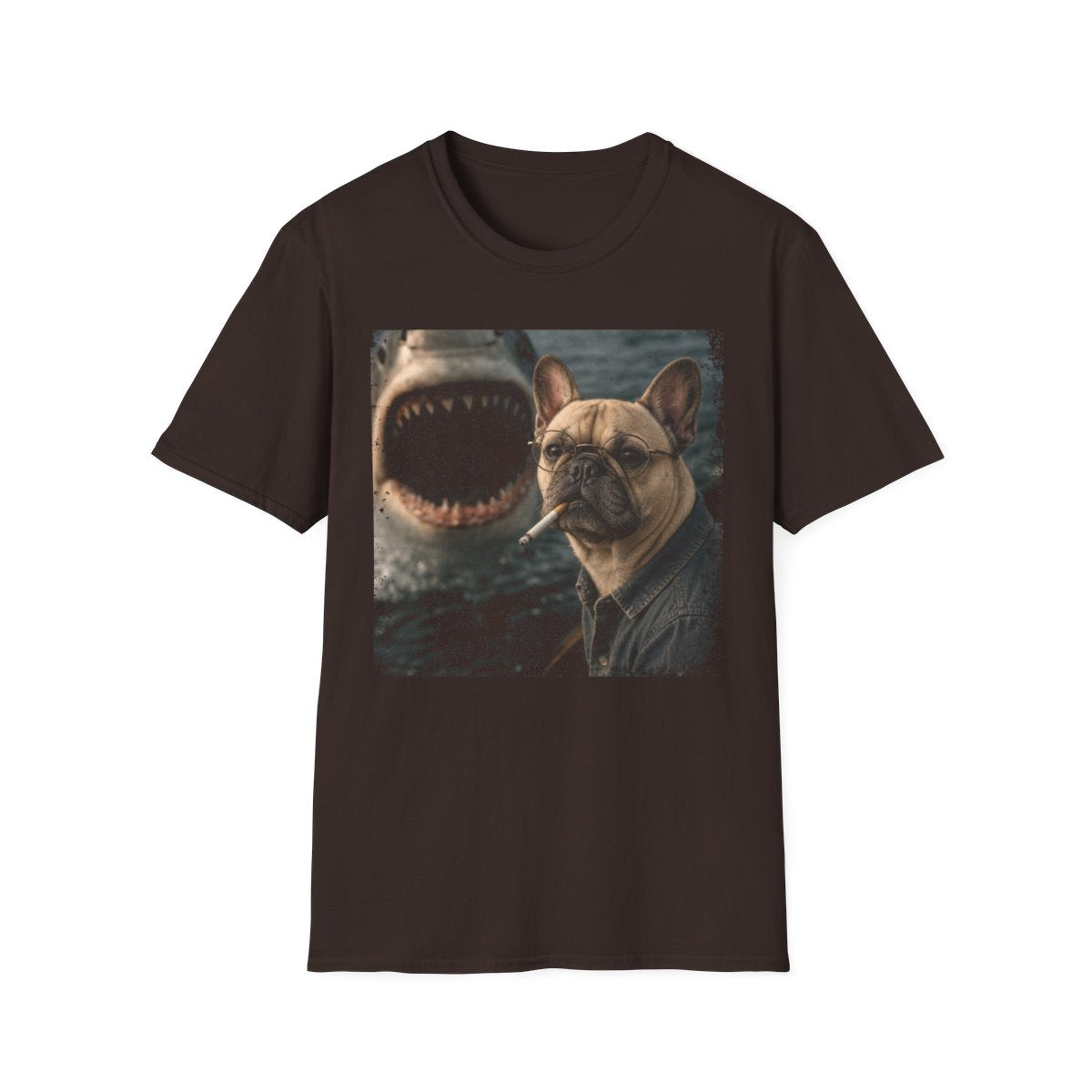 French Bulldog and Shark Tee - Dark Chocolate