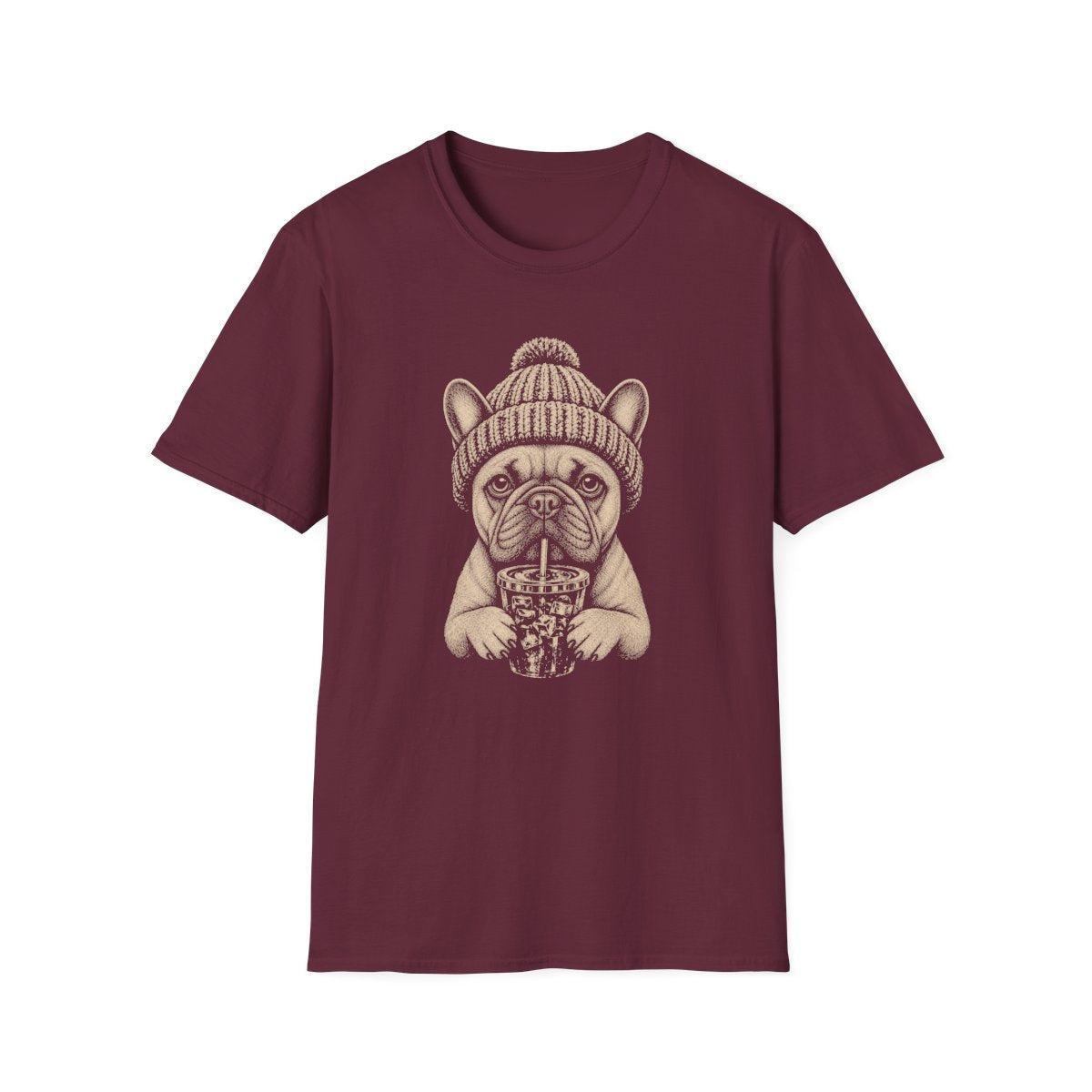 French Bulldog Cold Brew Tee - Maroon
