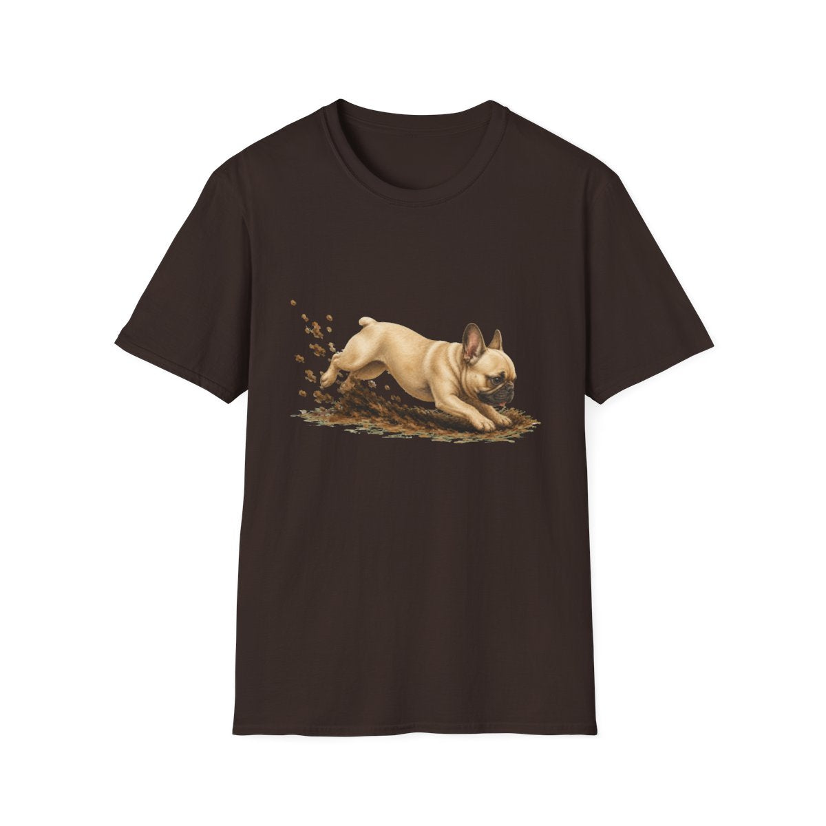 French Bulldog Excavating Mode On Tee - Dark Chocolate