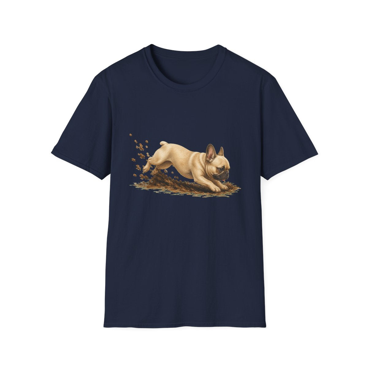 French Bulldog Excavating Mode On Tee - Navy