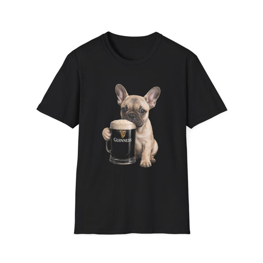 French Bulldog With A Pint Tee - Black