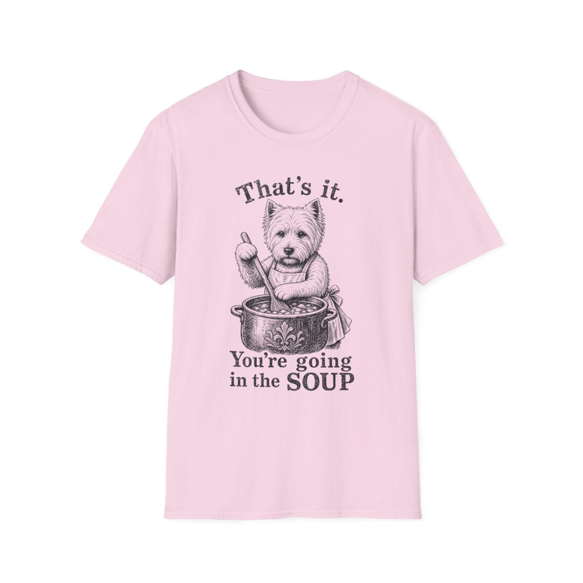 Going In The Soup Westie Tee - Light Pink