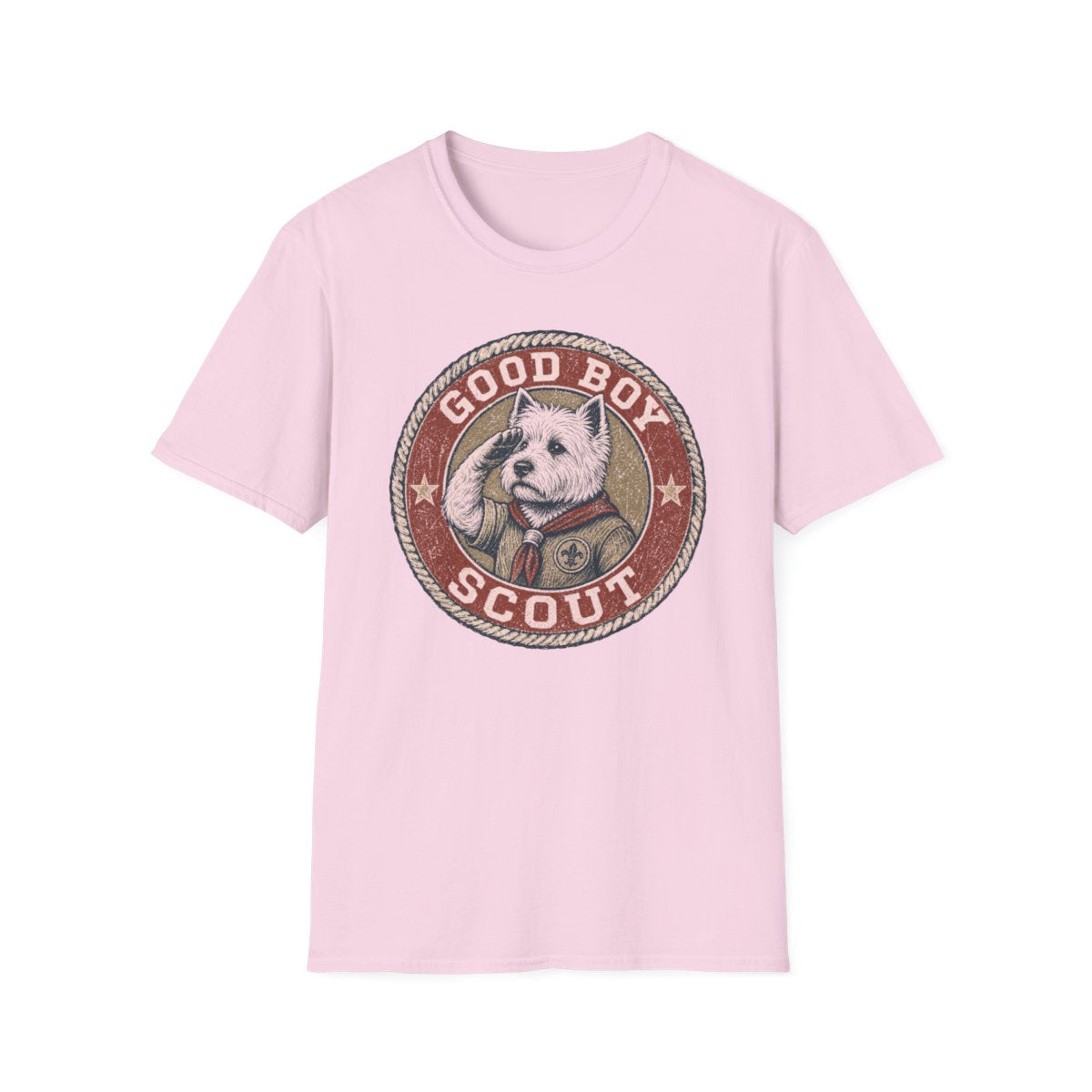 Good Boy Scout Westie Tee - Light Pink