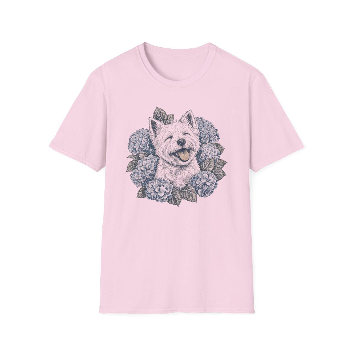 Hydrangea Westie Tee - Light Pink