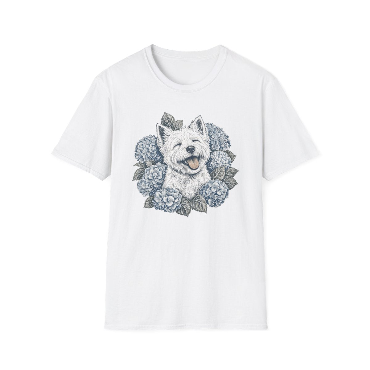 Hydrangea Westie Tee - White