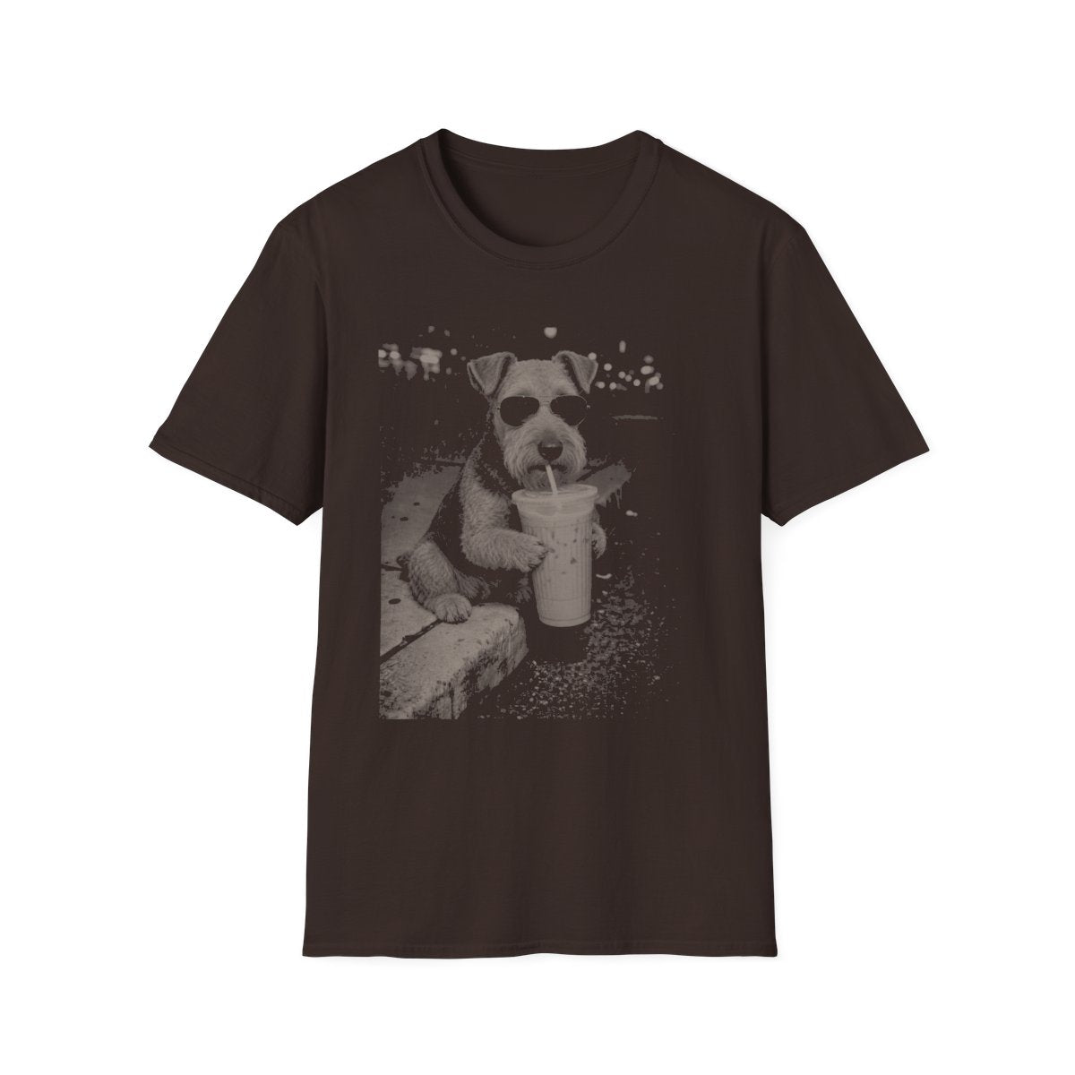 Iced Coffee Airedale Terrier Tee - Dark Chocolate