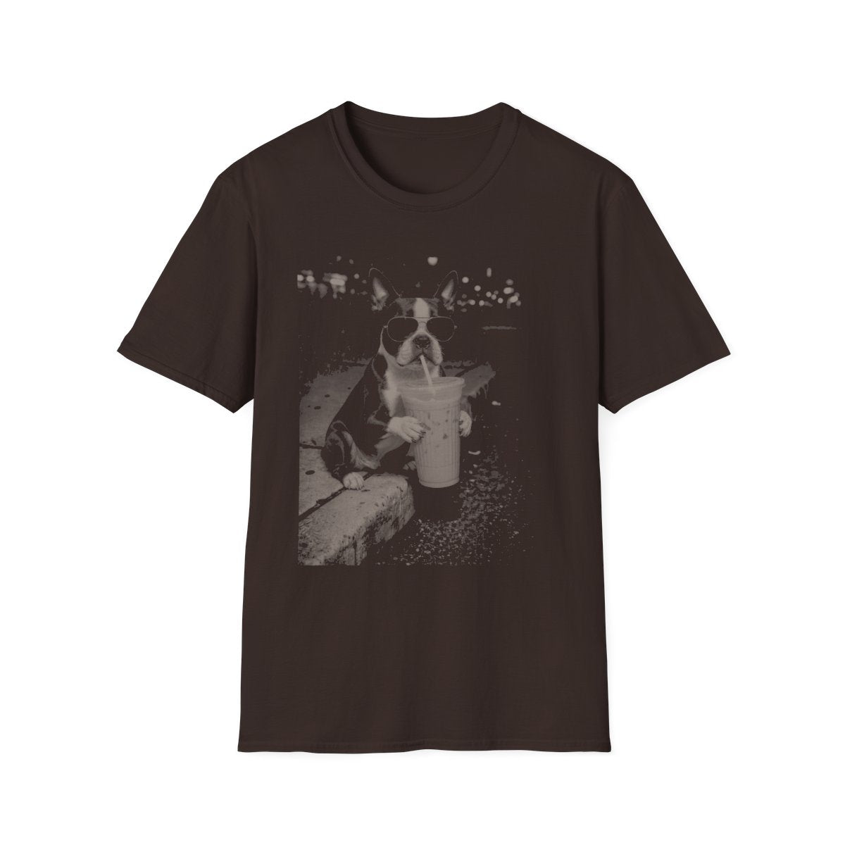 Iced Coffee Boston Terrier Tee - Dark Chocolate