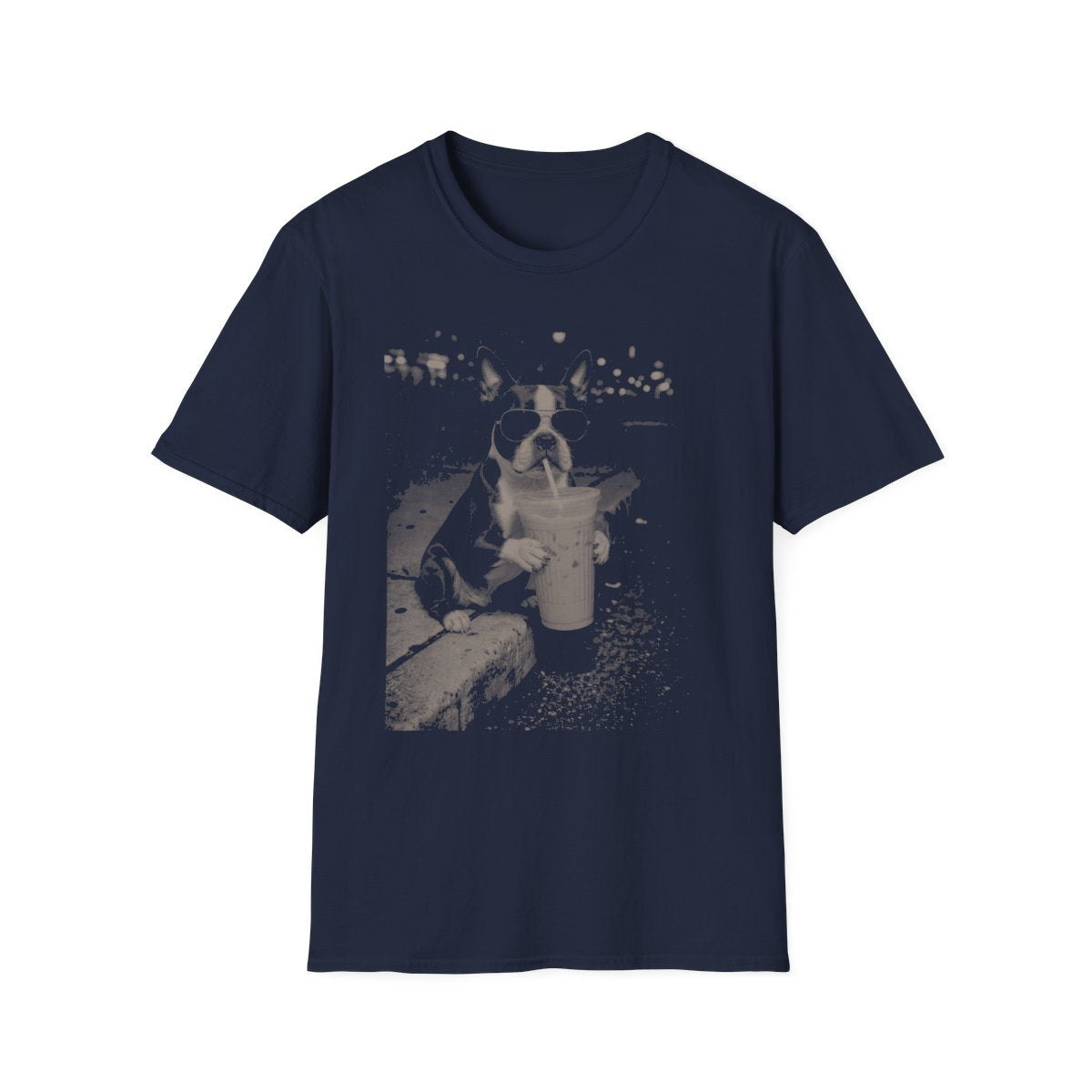 Iced Coffee Boston Terrier Tee - Navy