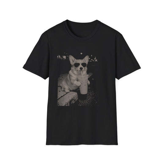 Iced Coffee Corgi Tee - Black