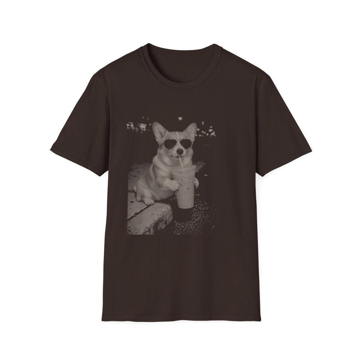 Iced Coffee Corgi Tee - Dark Chocolate