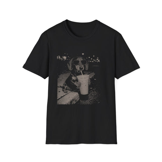 Iced Coffee Dachshund Tee - Black