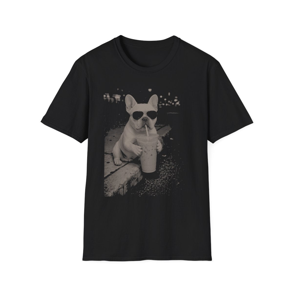Iced Coffee French Bulldog Tee - Black