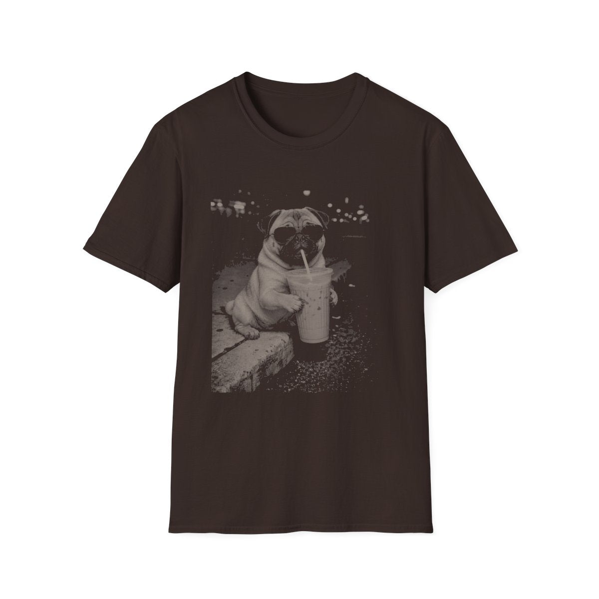 Iced Coffee Pug Tee - Dark Chocolate
