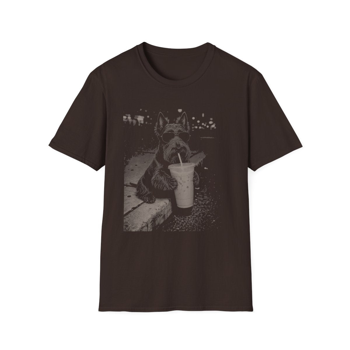 Iced Coffee Scottish Terrier Tee - Dark Chocolate