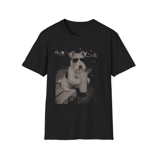 Iced Coffee Wire Fox Terrier Tee - Black