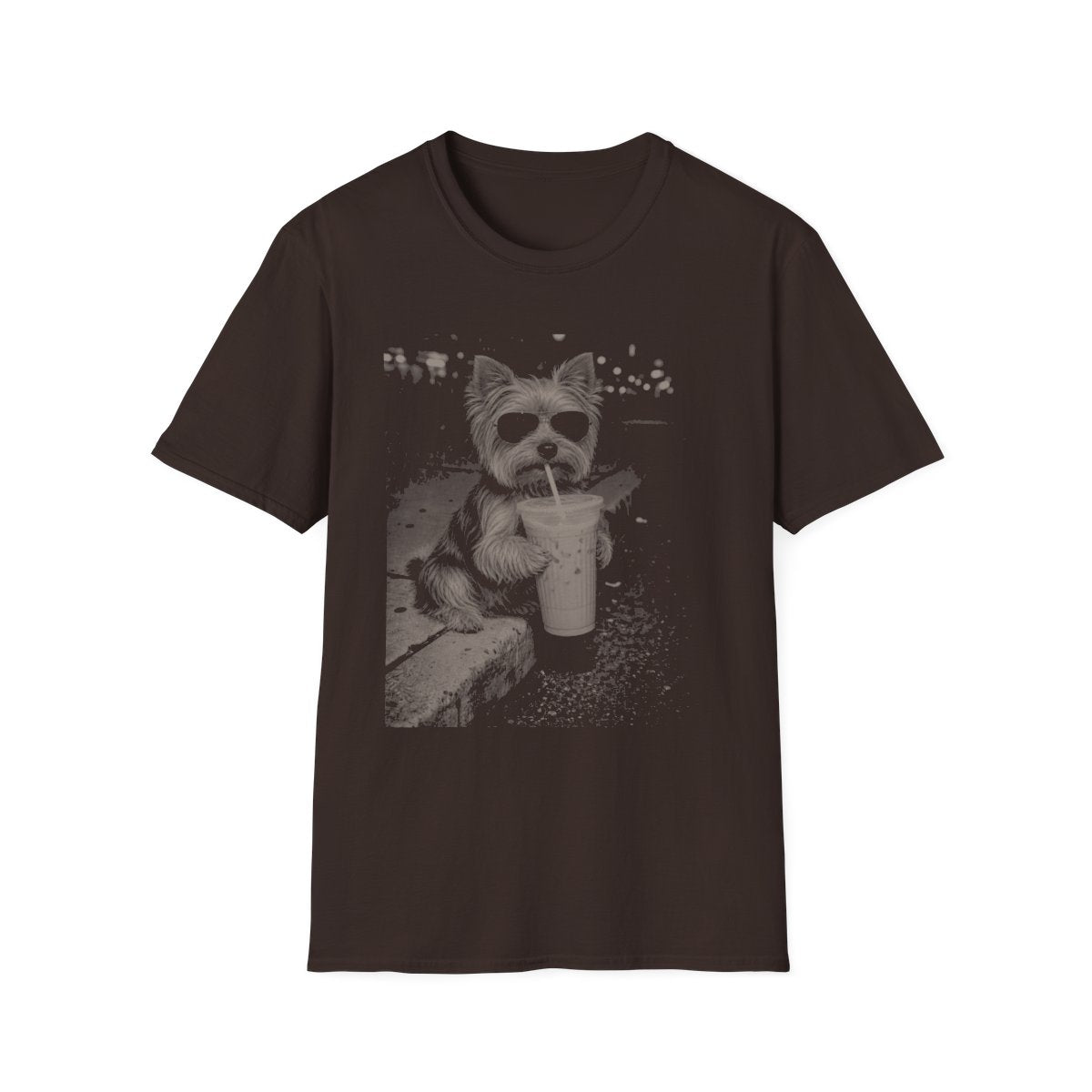 Iced Coffee Yorkshire Terrier Tee - Dark Chocolate