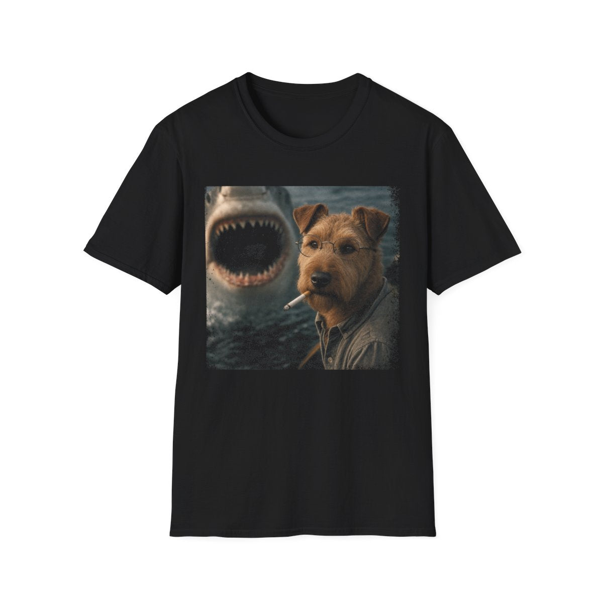 Irish Terrier and Shark Tee - Black