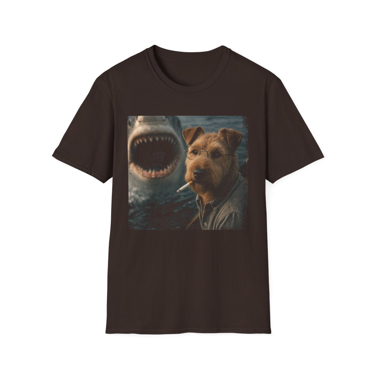 Irish Terrier and Shark Tee - Dark Chocolate