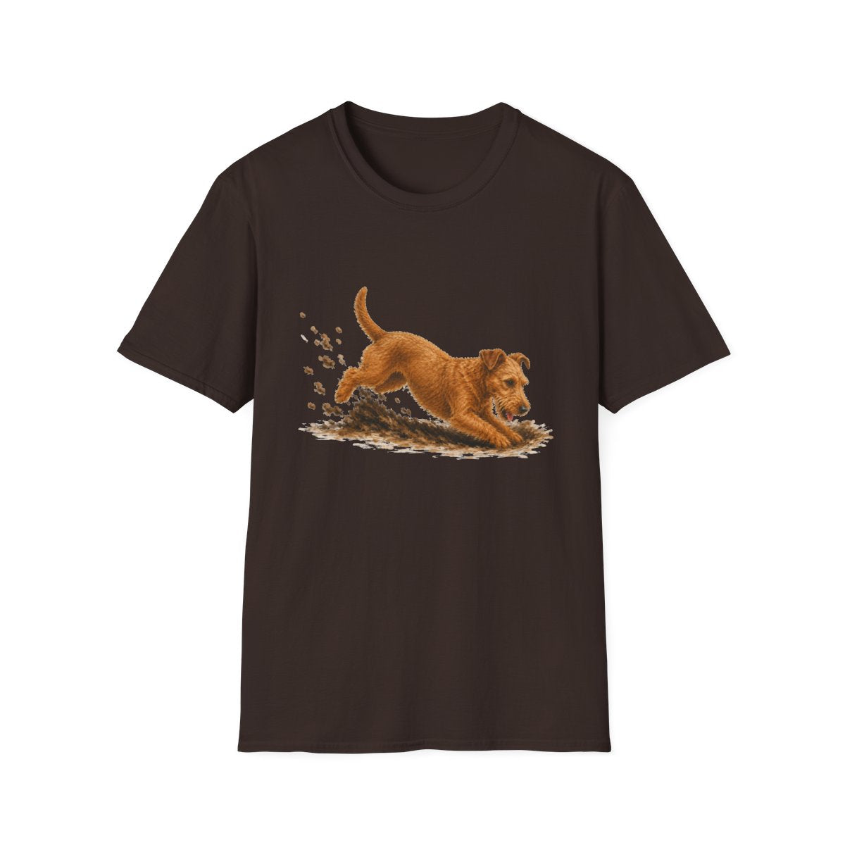 Irish Terrier Excavating Mode On Tee - Dark Chocolate