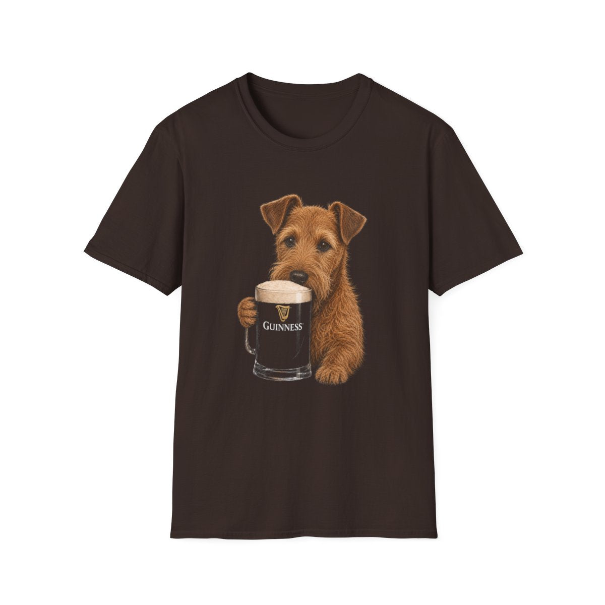 Irish Terrier With A Pint Tee - Dark Chocolate